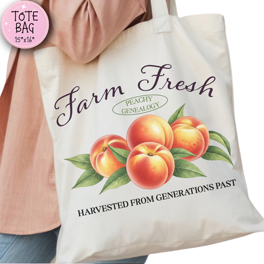 Farm Fresh Peachy Genealogy Tote Bag