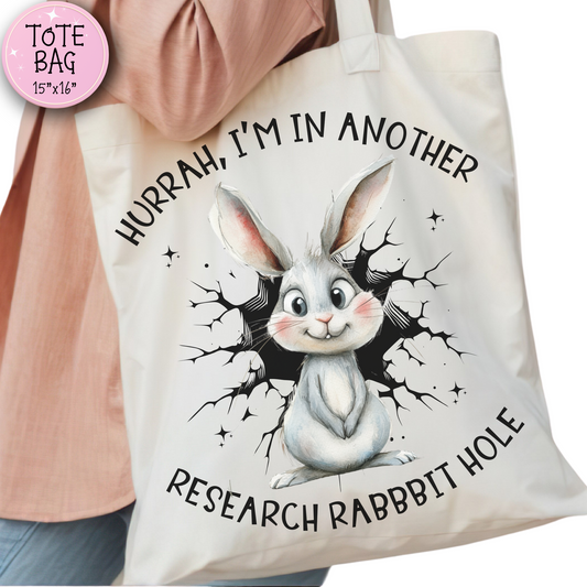 Double-Sided Research Rabbit Hole Tote Bag