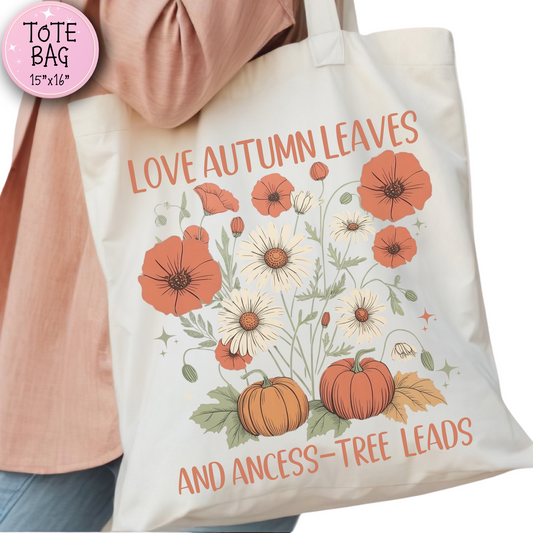 Love Autumn Leaves and Ances-Tree Leads Tote
