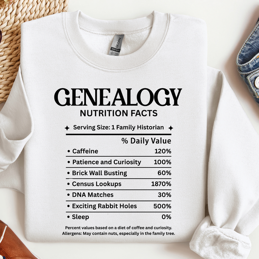 Genealogy Nutrition Facts Sweatshirt
