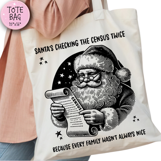 Santa’s Checking the Census Twice Tote Bag