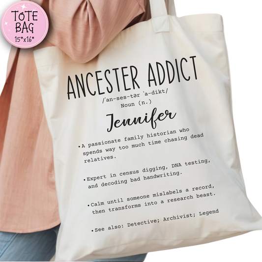 Personalized Ancestor Addict Tote Bag
