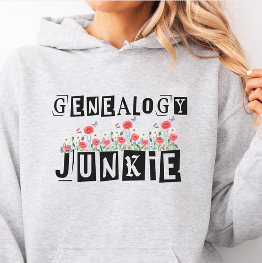 Genealogy Junkie Floral Hoodie