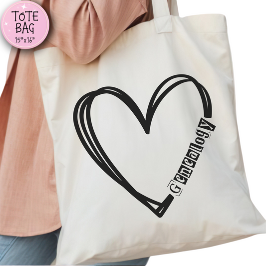 Genealogy Heart Tote Bag