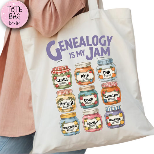 Genealogy Is My Jam Funny Tote Bag