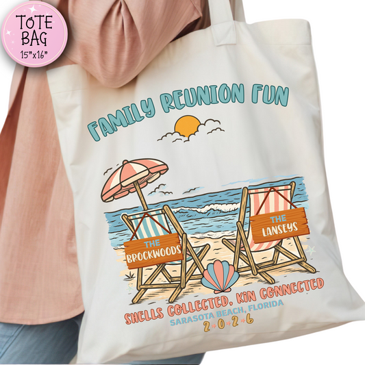 Personalized Family Reunion Beach Tote Bag