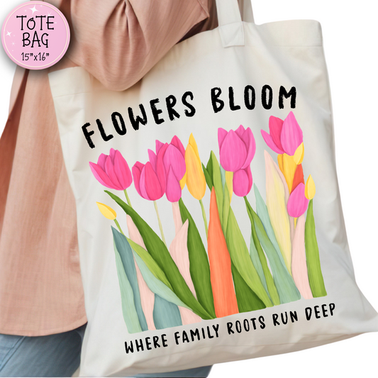 Floral Genealogy Quote Bag