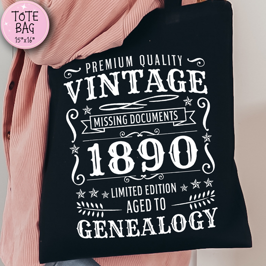 Vintage 1890 Missing Documents Genealogy Tote Bag