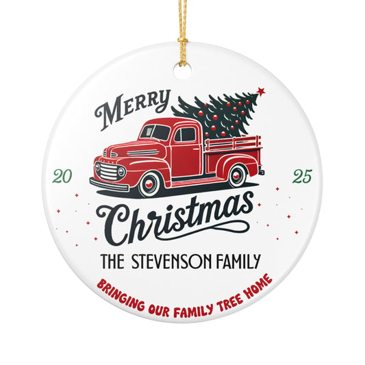Personalized Vintage Truck Family Christmas Ornament