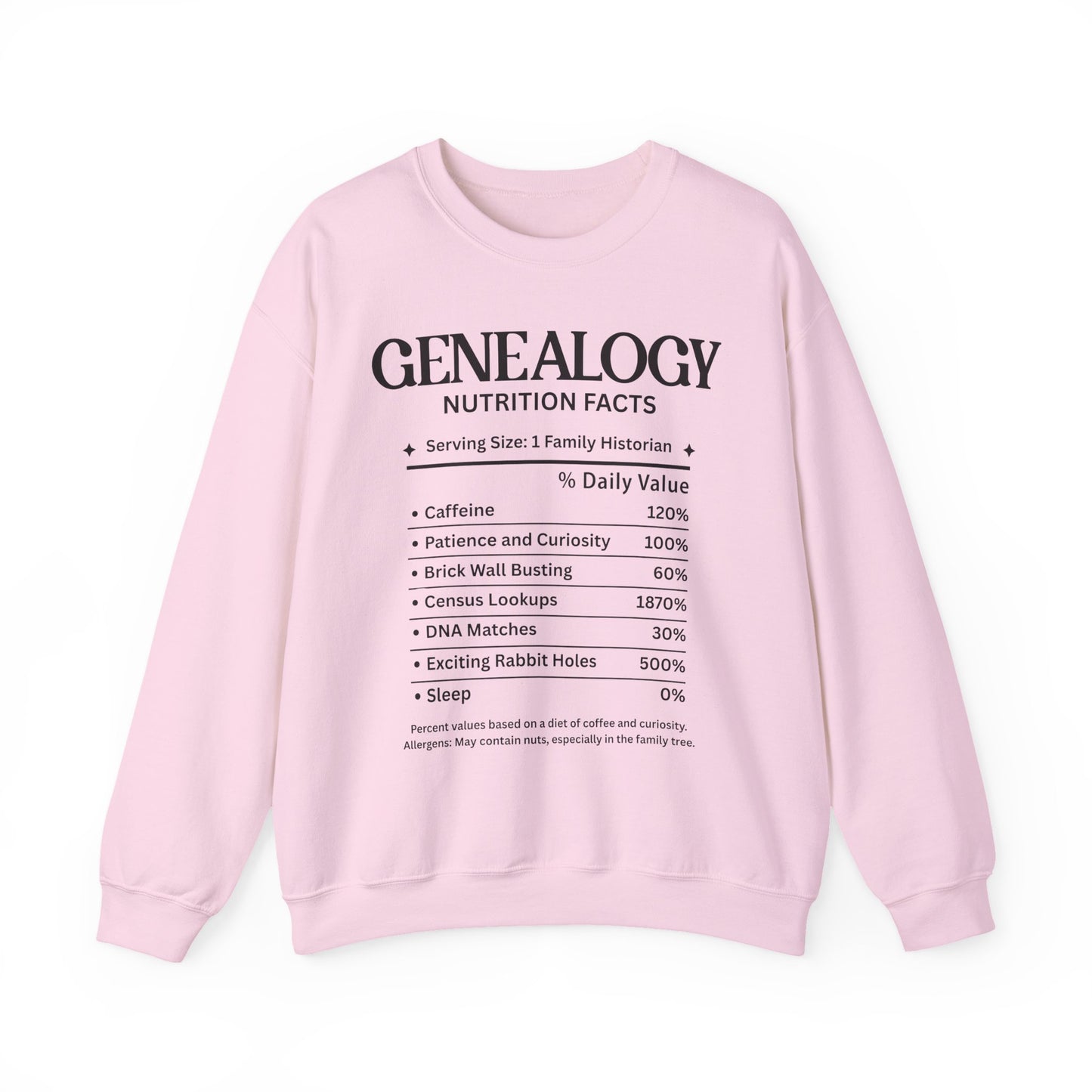 Genealogy Nutrition Facts Sweatshirt