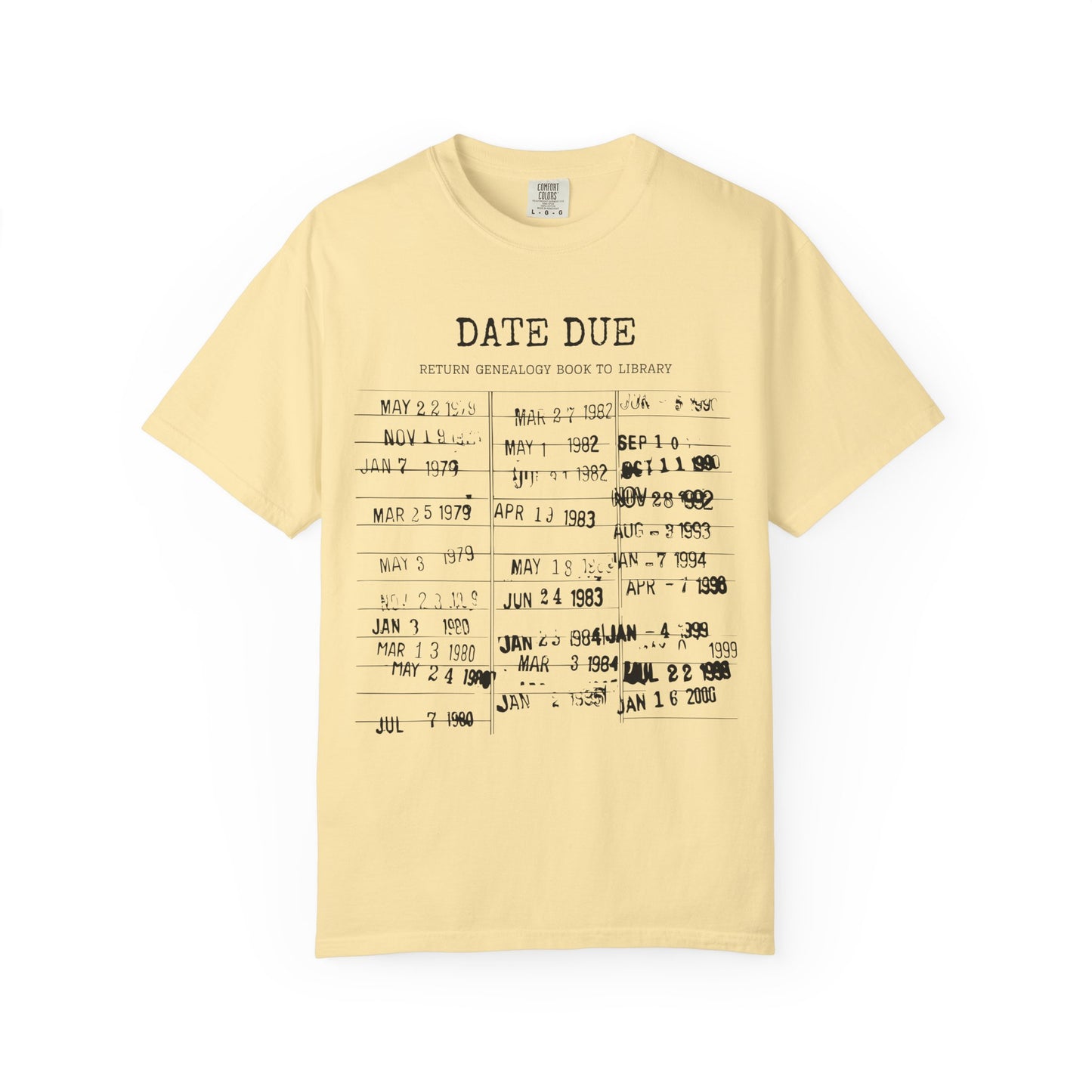 Genealogy Library Card Date Due T-Shirt