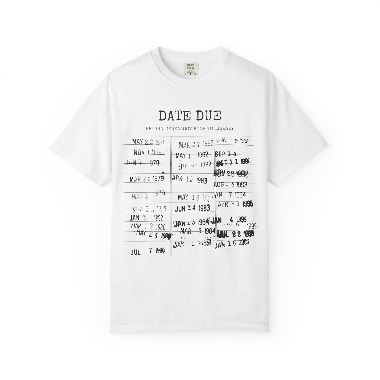 Genealogy Library Card Date Due T-Shirt
