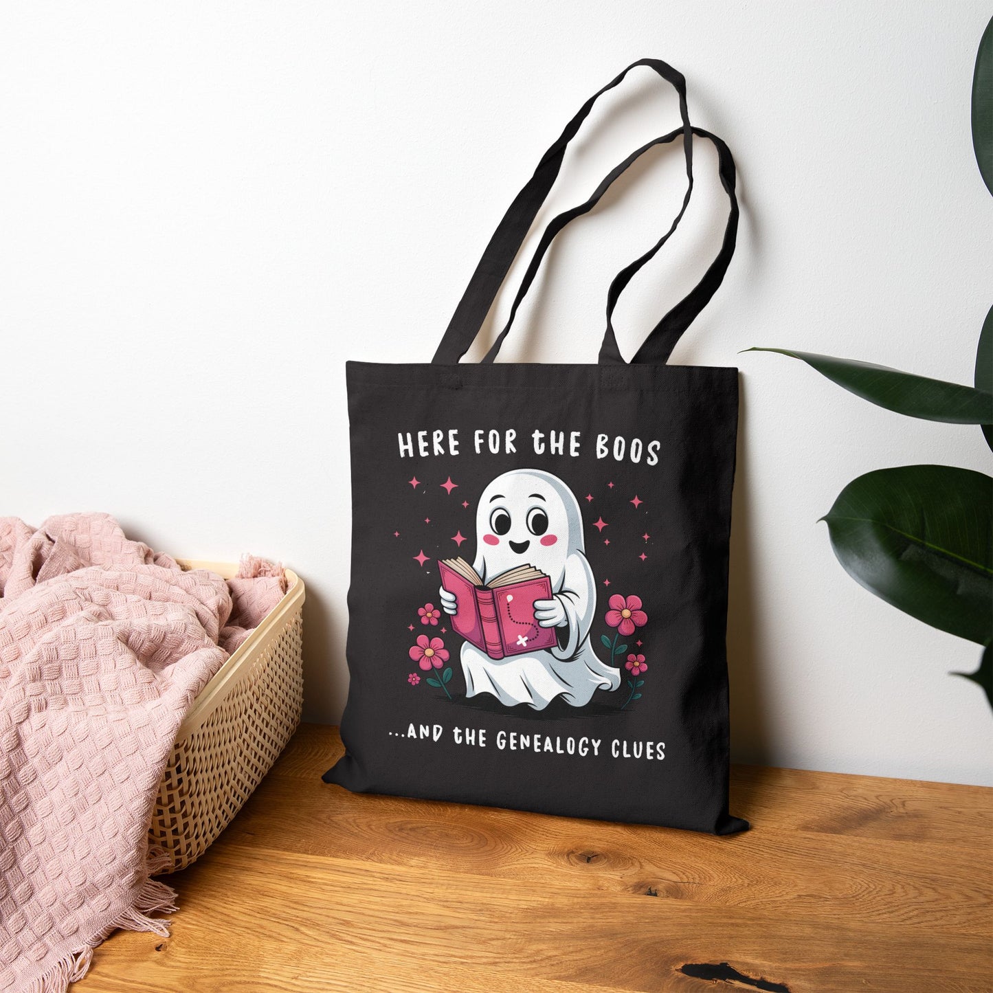 Here for the Boos and Family Clues Ghost Tote Bag
