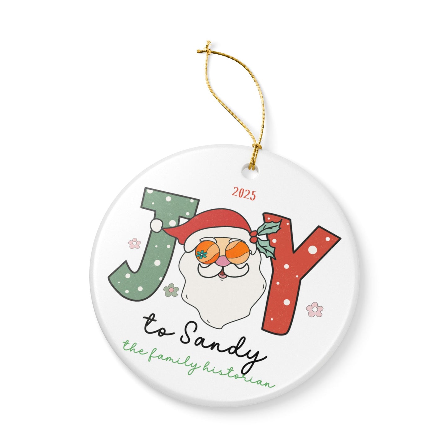 Personalized JOY Santa Ornament