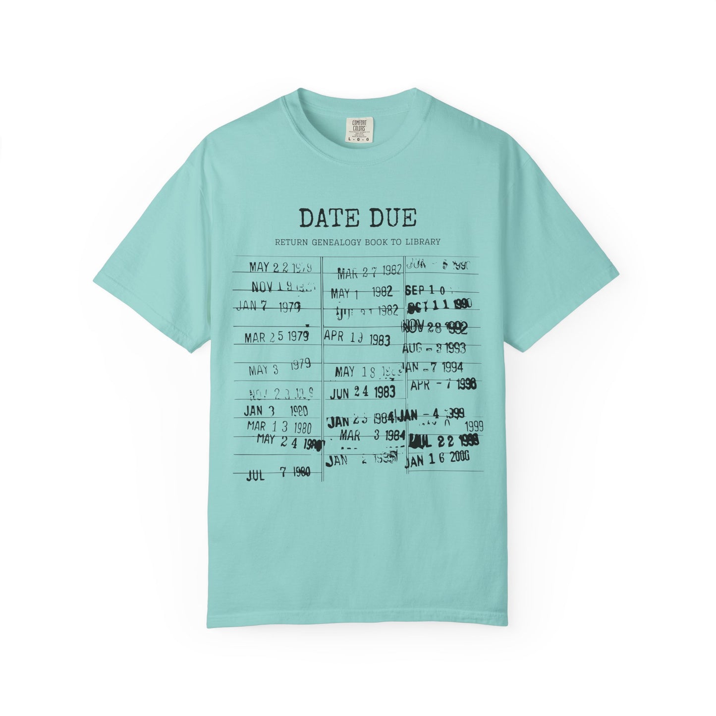 Genealogy Library Card Date Due T-Shirt