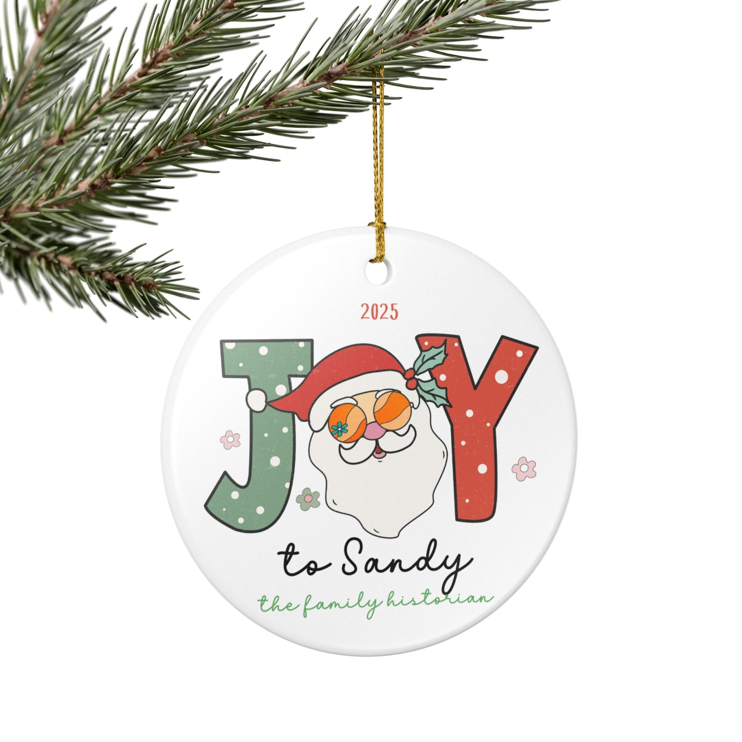 Personalized JOY Santa Ornament