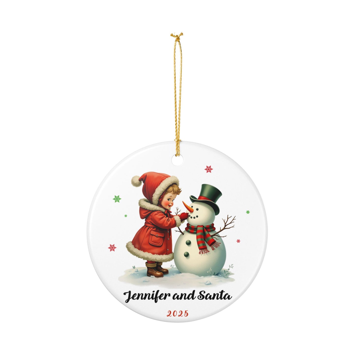 Personalized Vintage Christmas Snowman Ornament