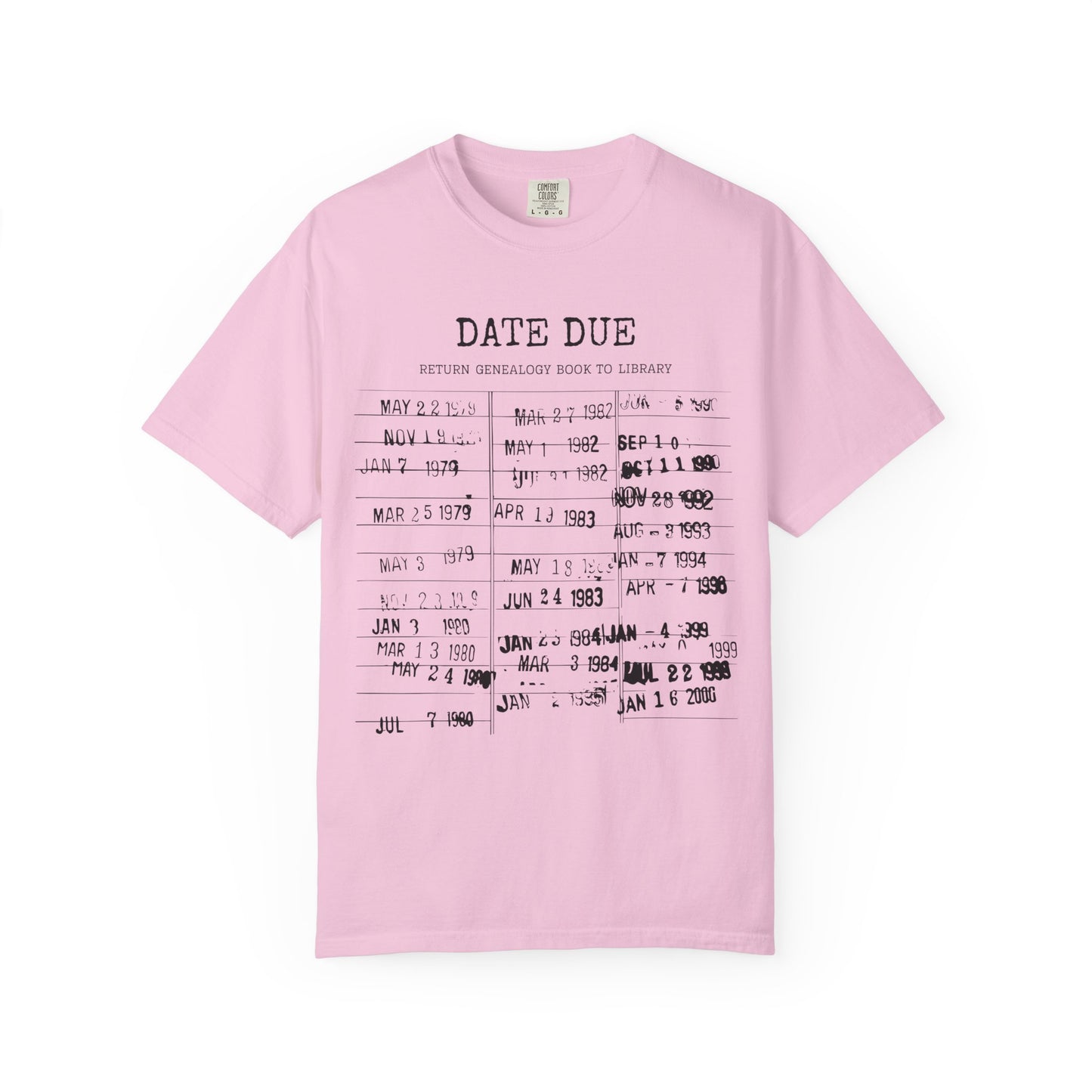 Genealogy Library Card Date Due T-Shirt
