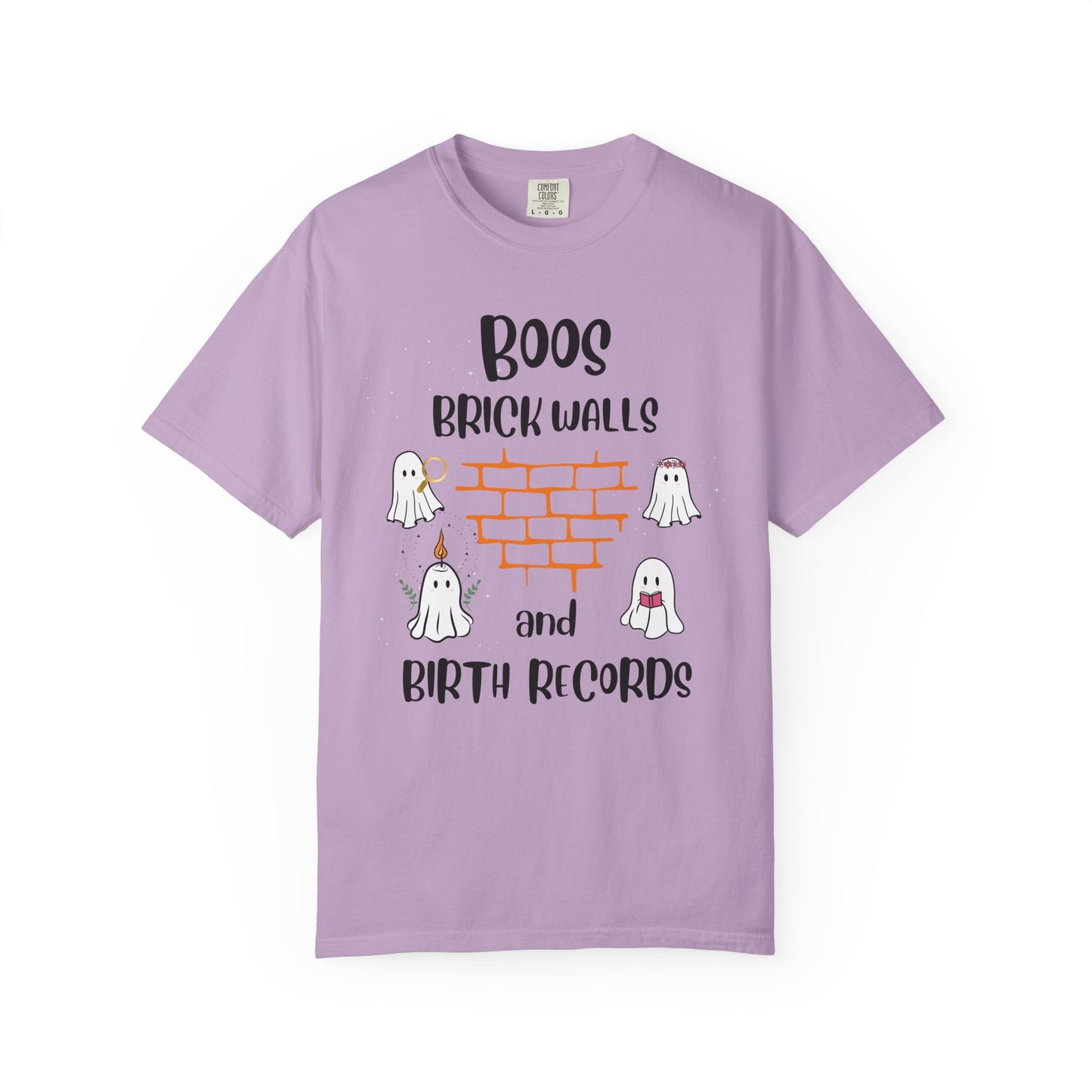 Boos, Brick Walls and Birth Records Halloween Genealogy Shirt