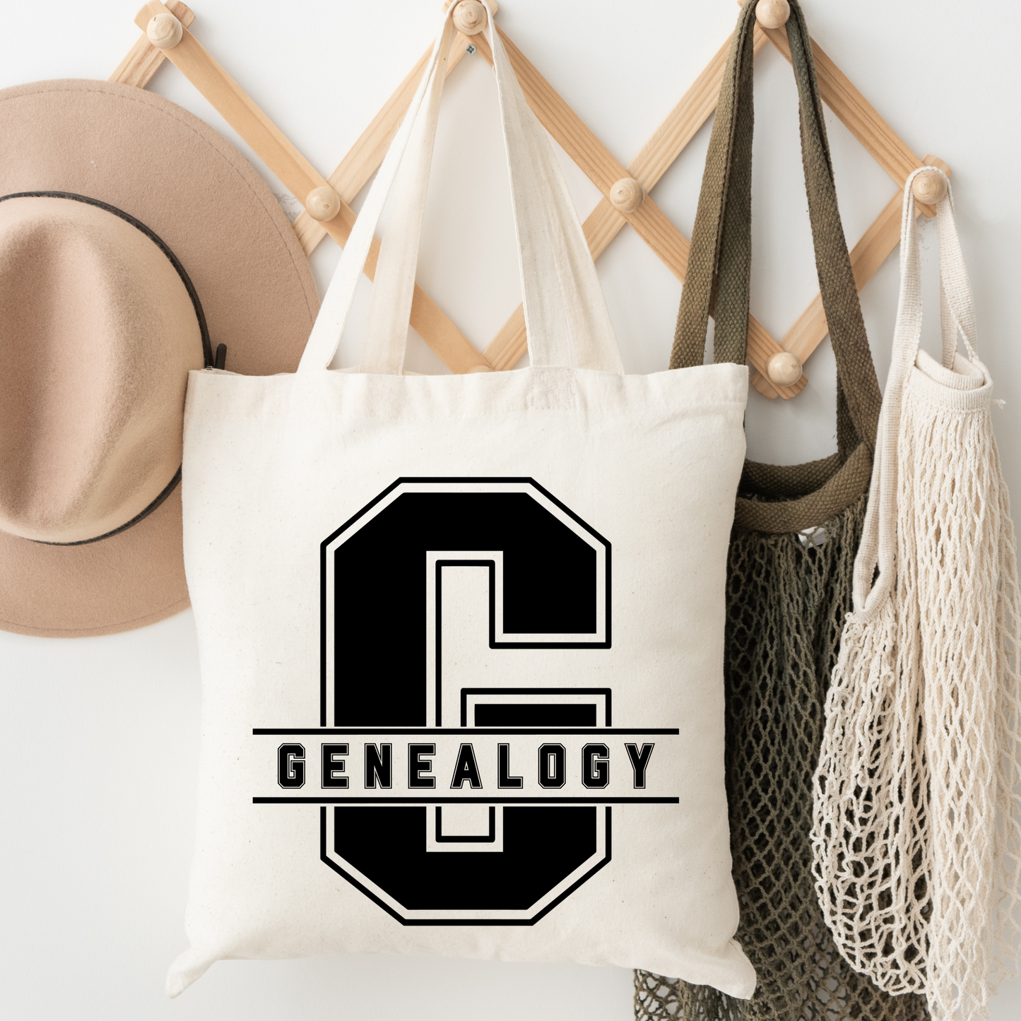 G is for Genealogy BLACK Tote for Family Historians