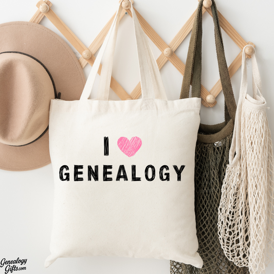 I HEART Genealogy Research Tote Bag