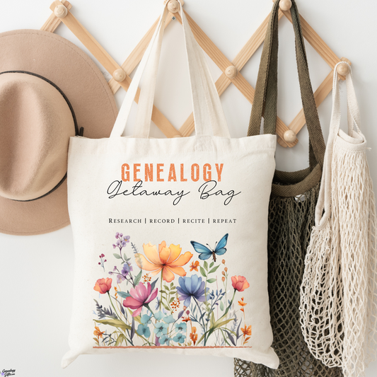 Floral Genealogy Getaway Tote Bag for Researcher
